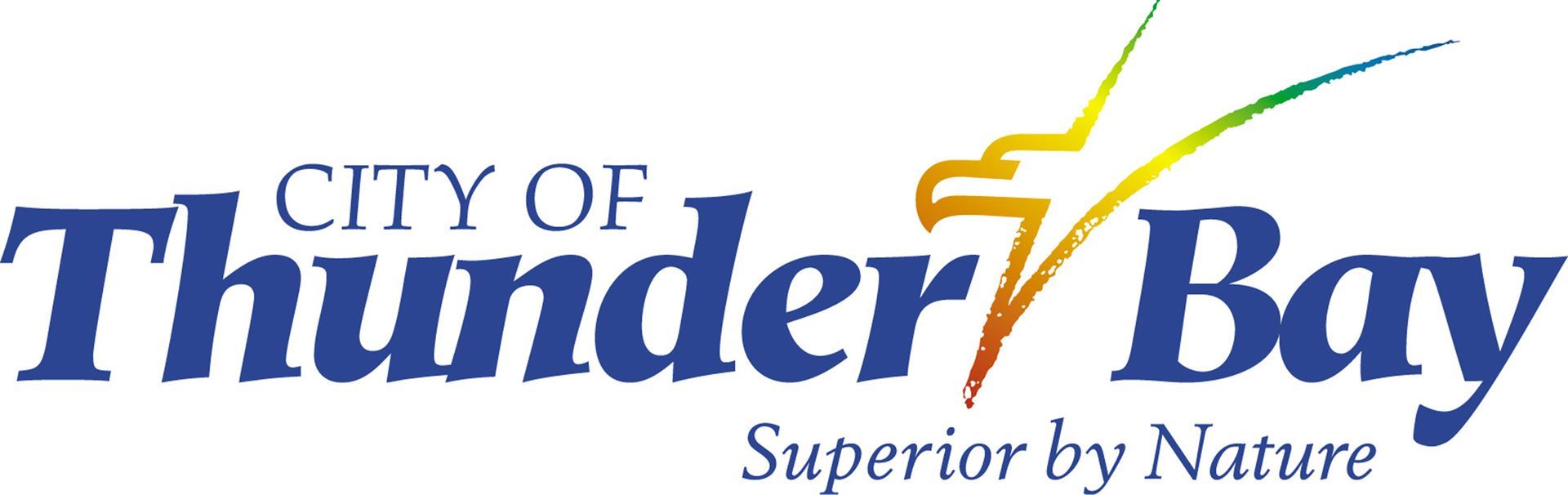 City of Thunder Bay Logo Superior by Nature - image of bird eating r in Thunder - outline. 