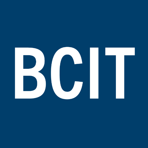 BCIT logo - white letters with a blue background