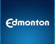 Edmonton logo, white lettering with blue background
