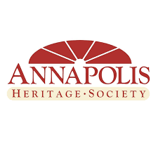 Logo: Annapolis Heritage Society - red lettering for Annapolis and cream coloured background for Heritage Society. 