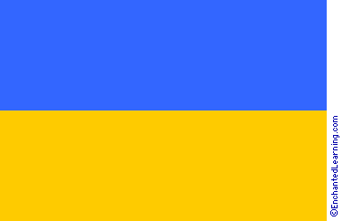 Image of the Ukranian flag, blue at the top and yellow below. 